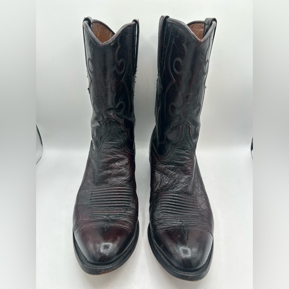Lucchese L3653 vintage exotic Leather cowboy boot Cherry black Western M 8.5 - Picture 4 of 17
